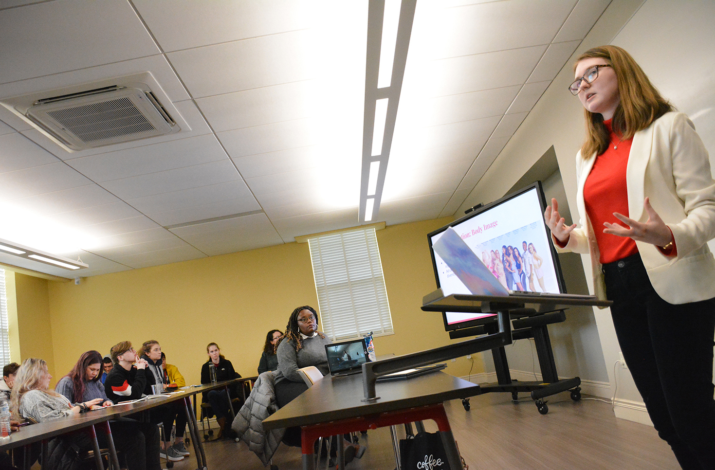 student giving a presentation