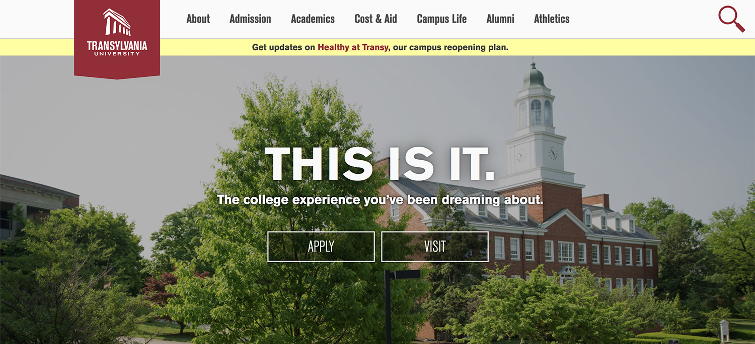 Transylvania website improvements include better mobile access, design refresh