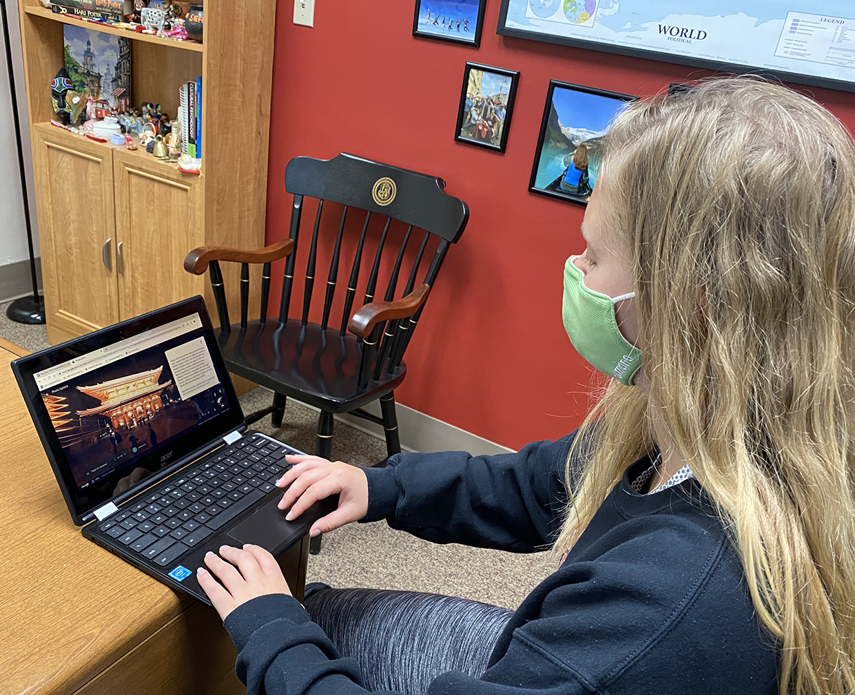 student at a computer