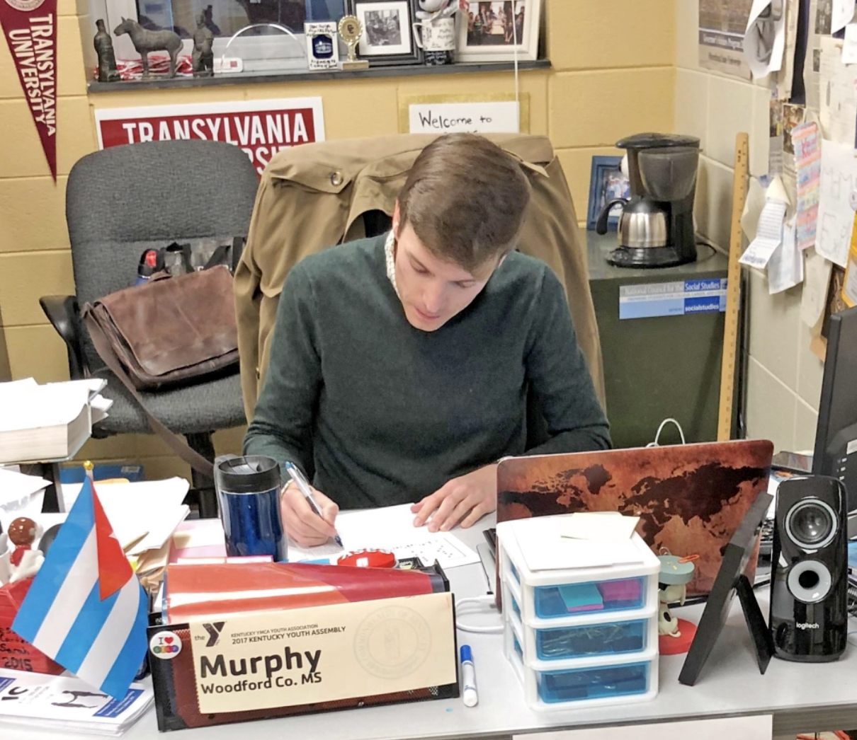 tyler murphy at his desk