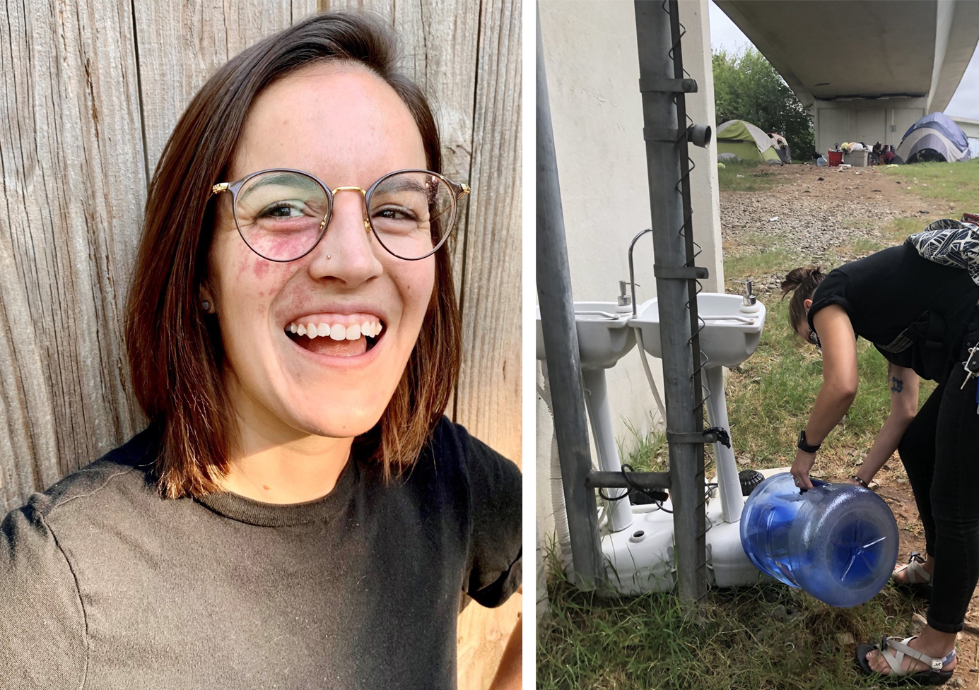 headshot and filling water