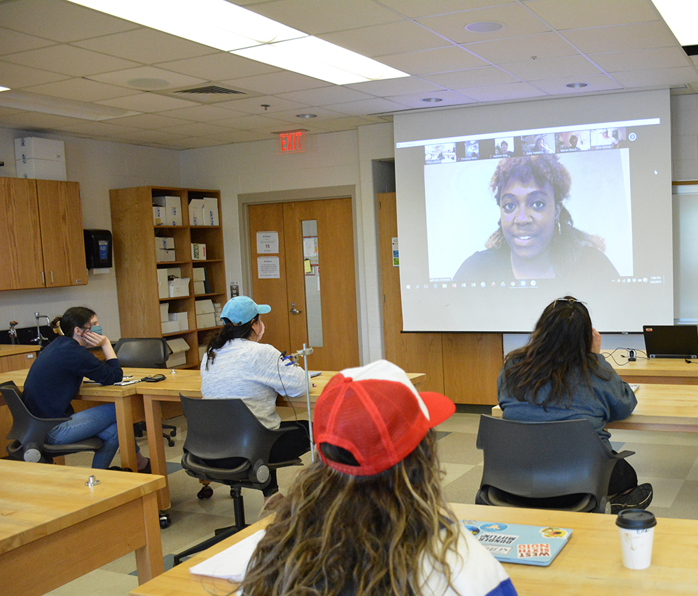 class watching videoconference