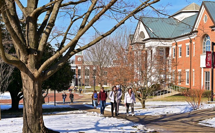 people walking on a campus