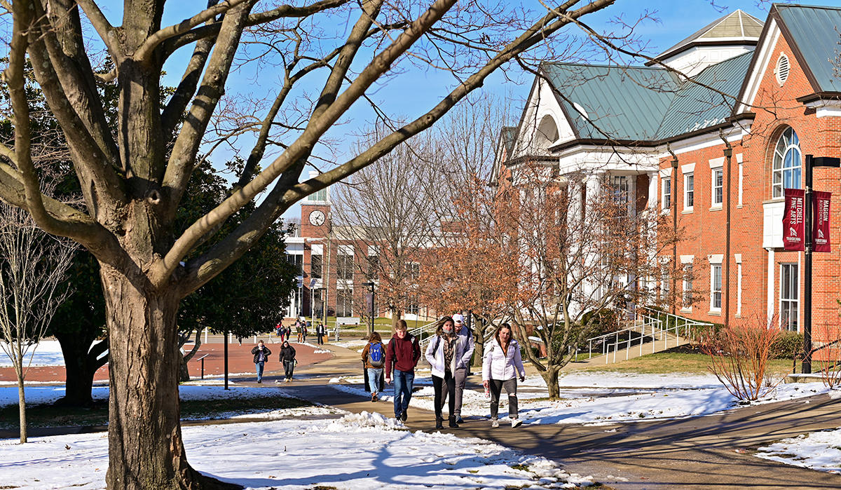 people walking on a campus
