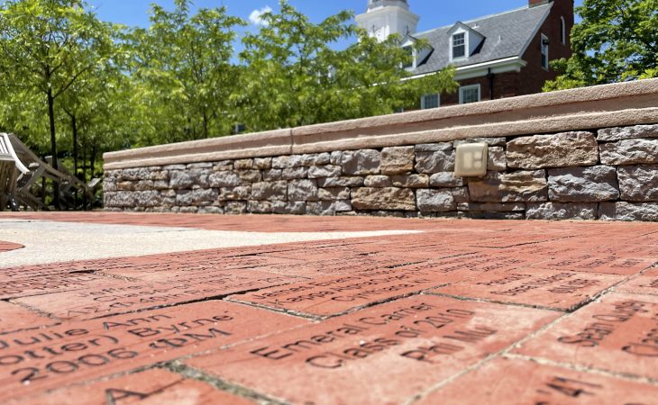 Personalized bricks in Alumni Plaza