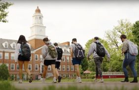 Students walking on campus at Transylvania