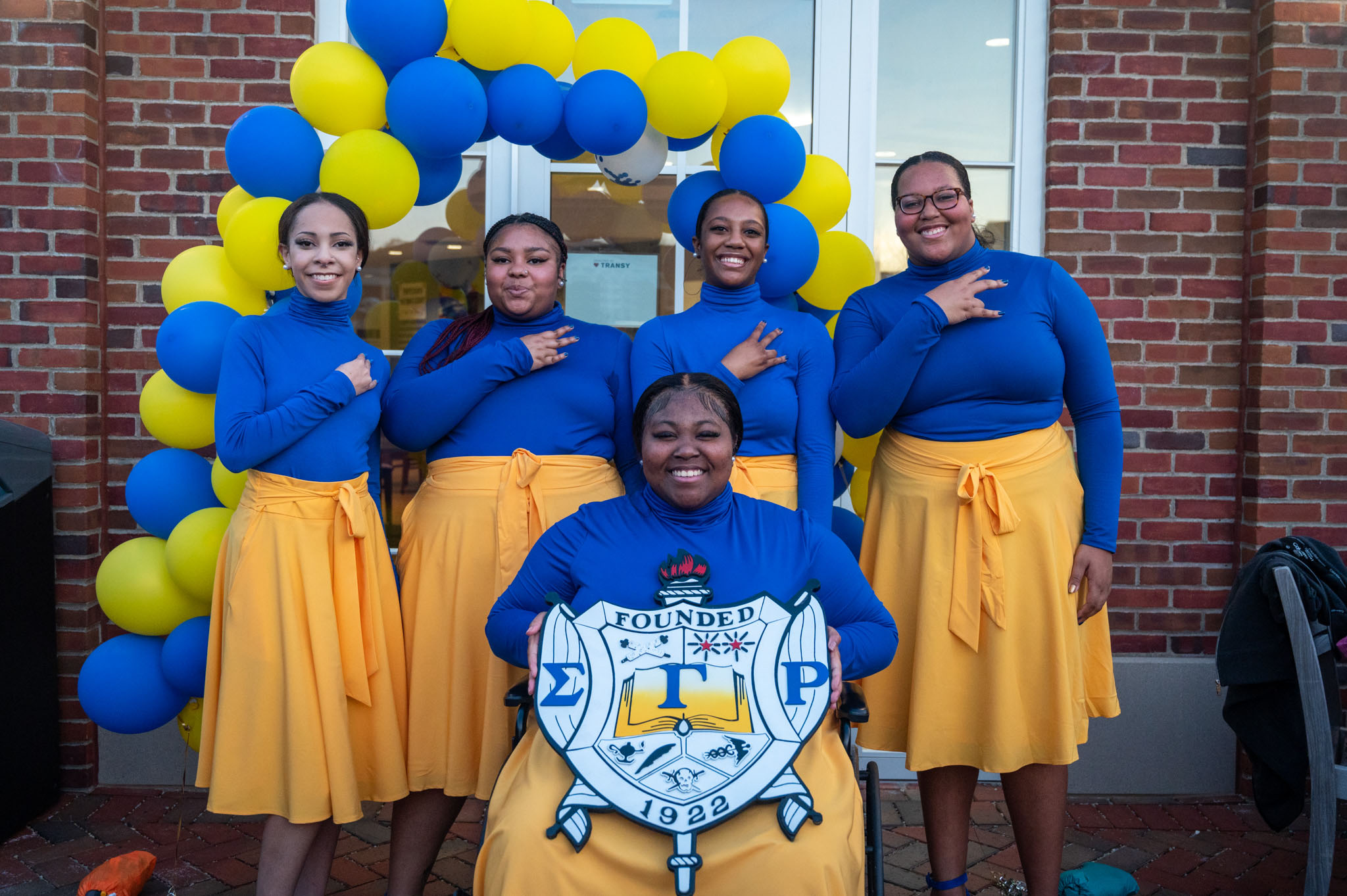 Five Transylvania students at a Sigma Gamma Rho member presentation