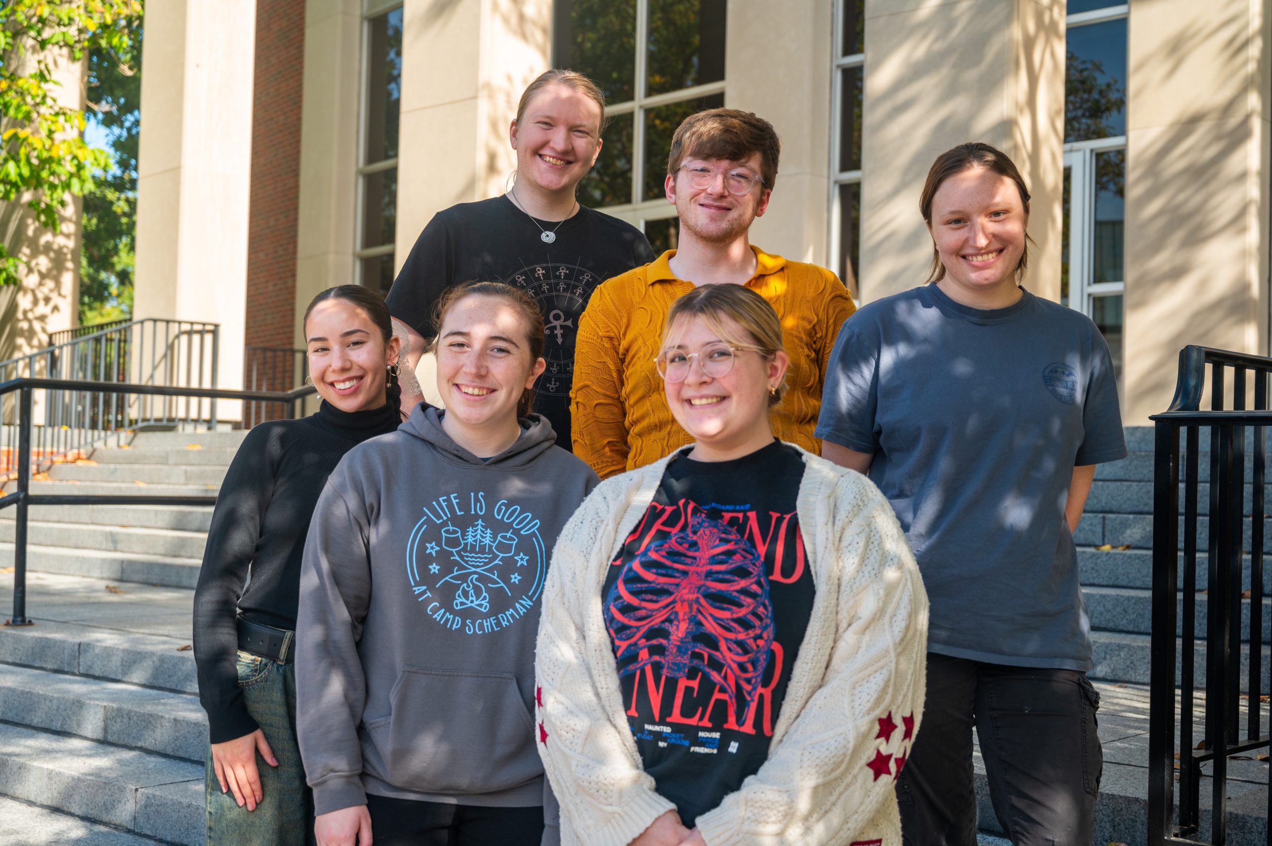 The 2022-23 Theater Guild Executive Committee on the steps of MFA