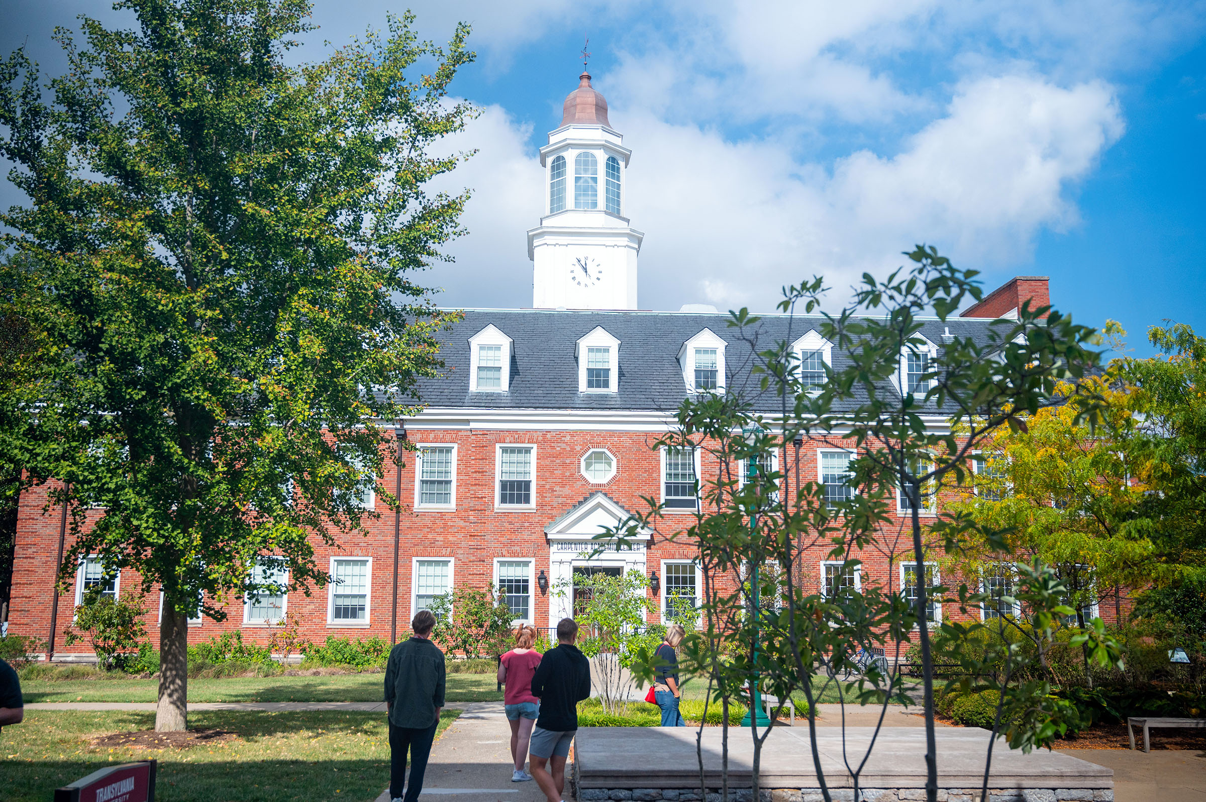 A view of the Carpenter Academic Center from Alumni Plaza.