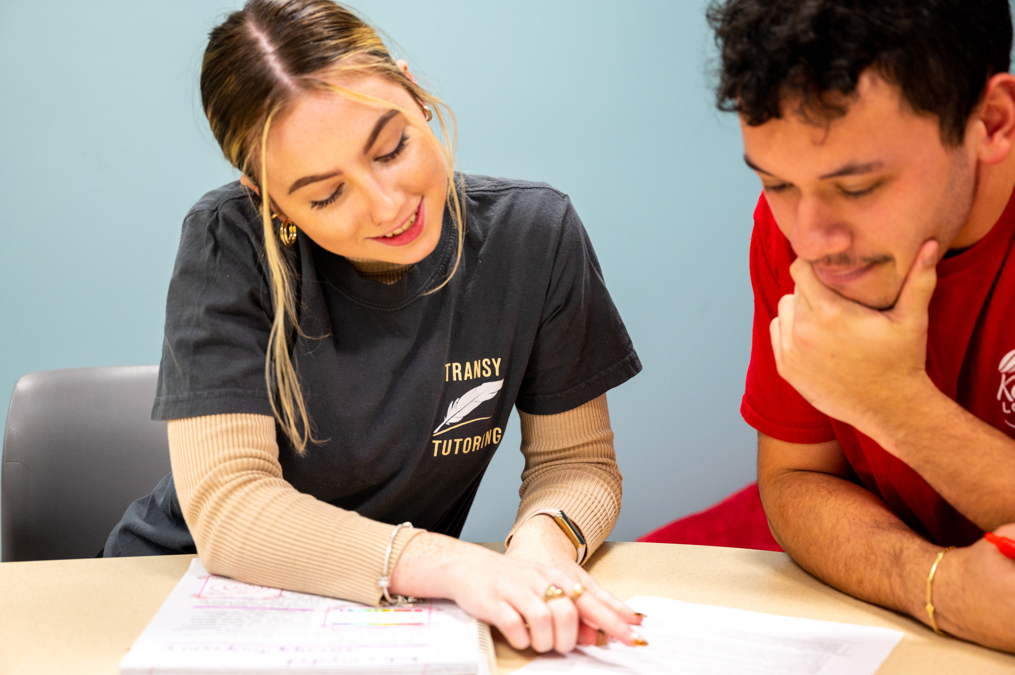 Students participating in peer tutoring.