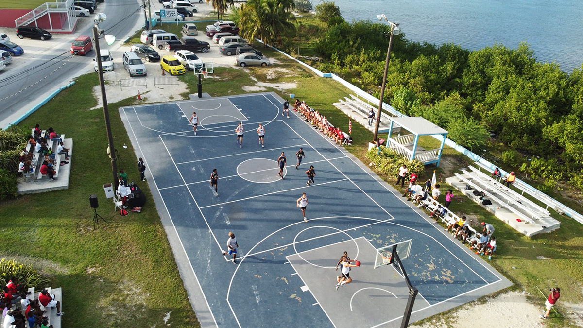 overhead shot of a basketball court