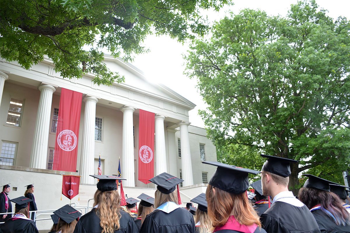 A view of Old Morrison during commencement