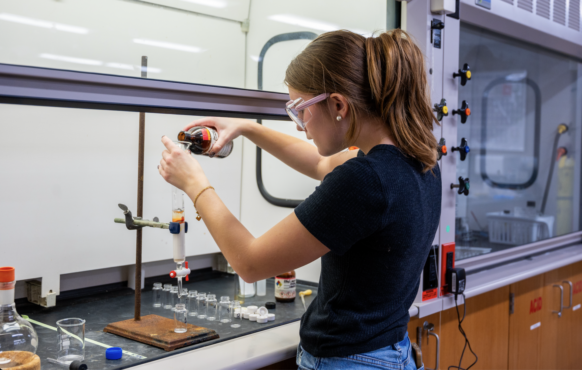 student in a chemistry lab
