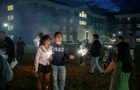 students with sparklers