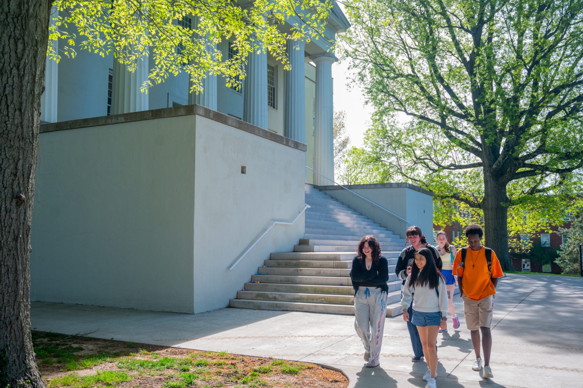 students walking on campus