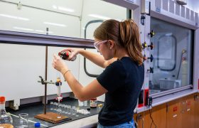 student in a chemistry lab