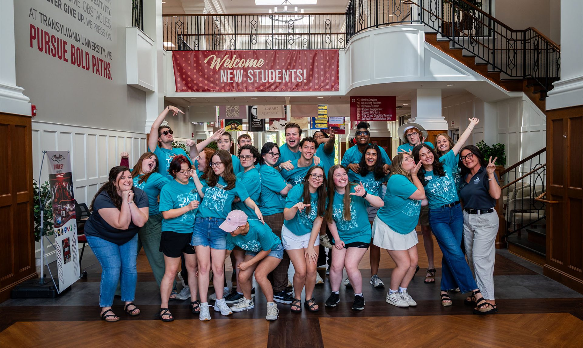 large group of students posing