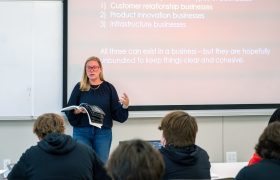 students and an instructor in a business class