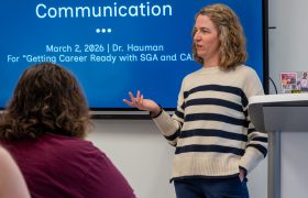 a professor giving a presentation