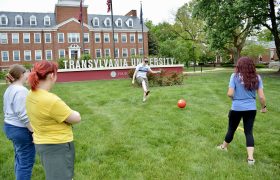 people playing beep kickball