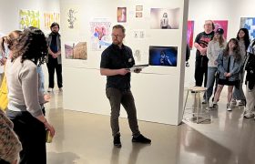 people in an art gallery
