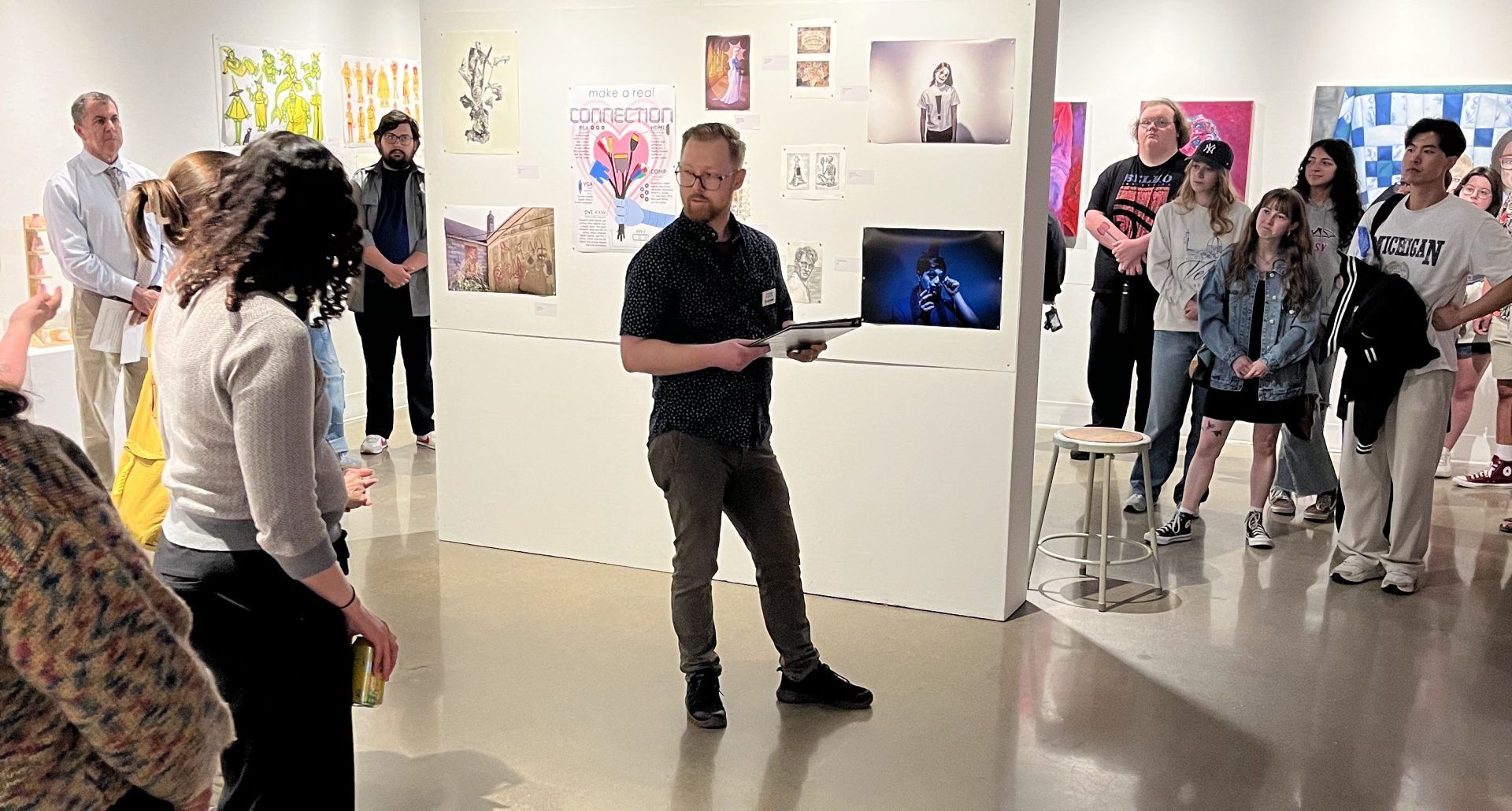 people in an art gallery
