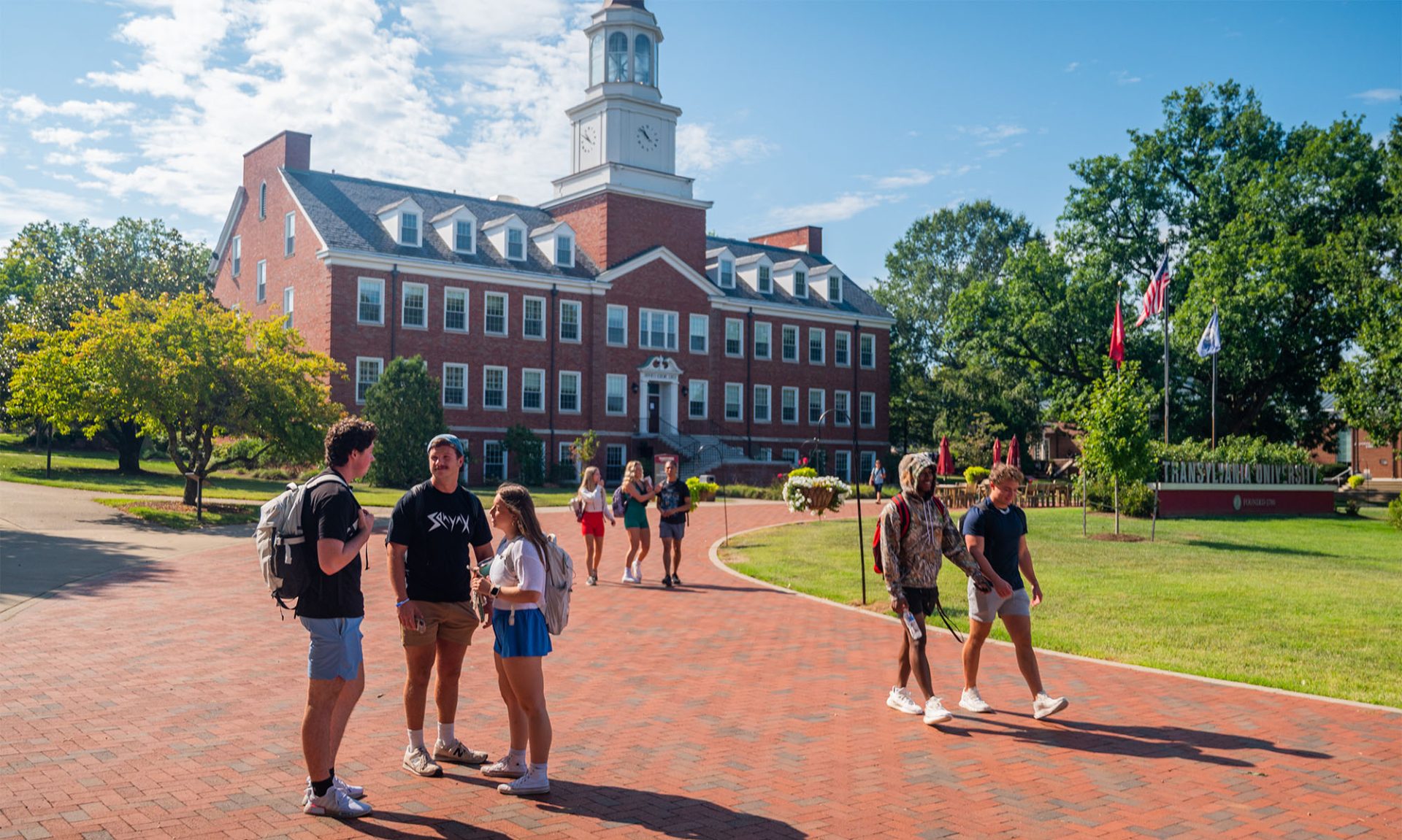 students walking on campus