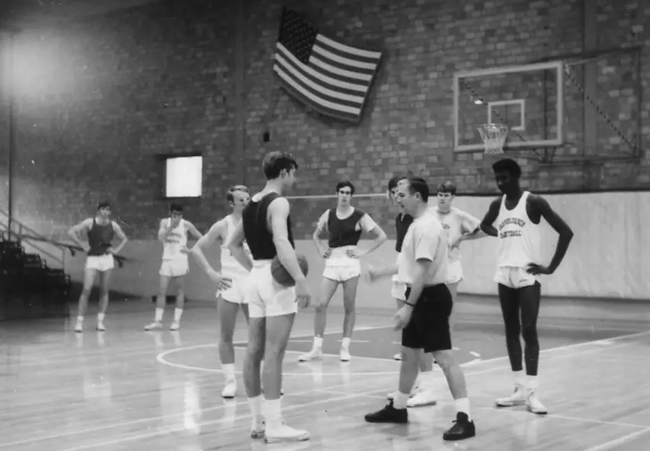 basketball players on a court