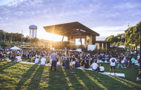 outdoor concert at sunset