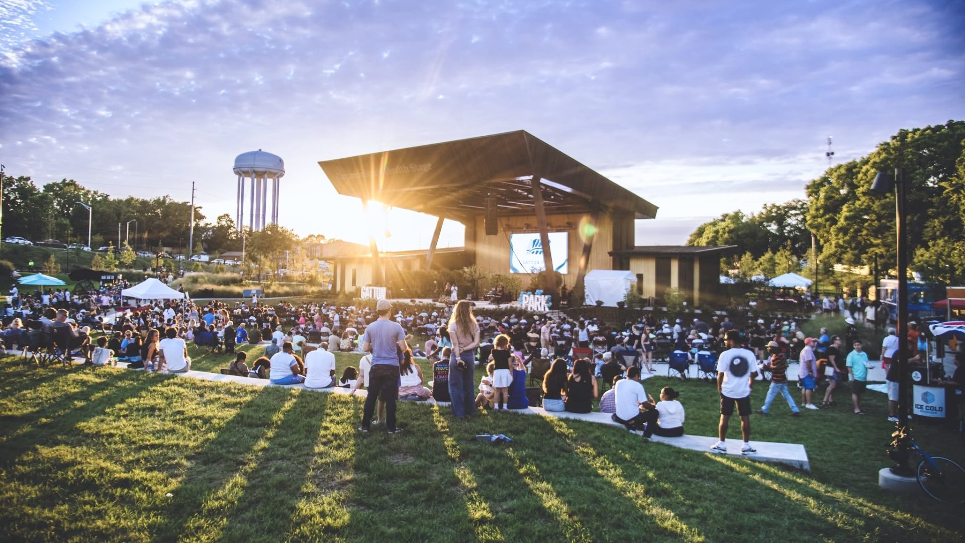outdoor concert at sunset