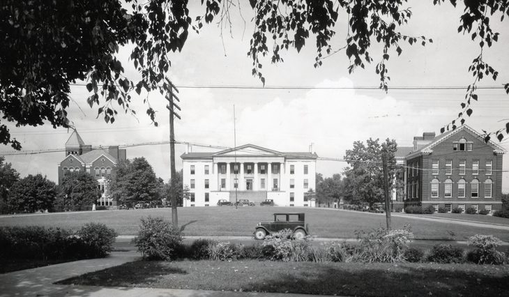 old photo of Transylvania's campus looking toward Old Morrison