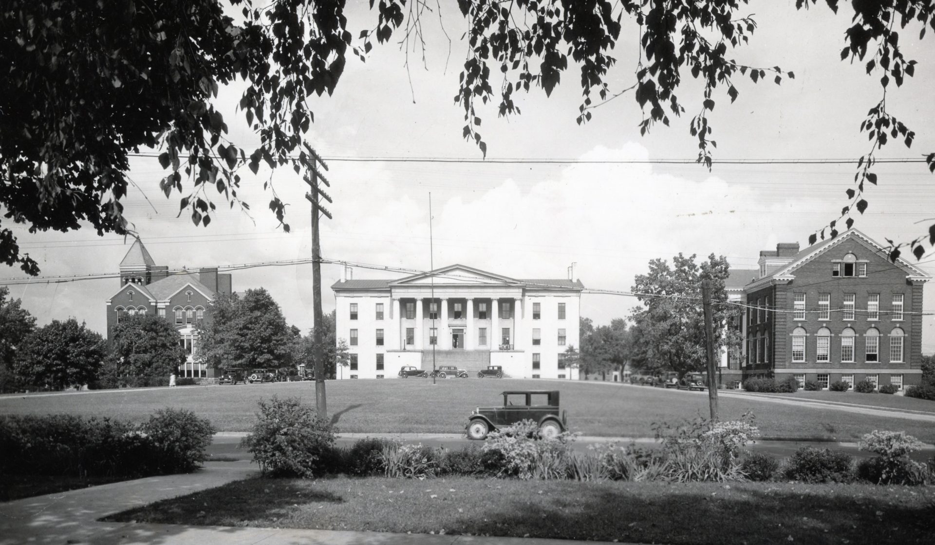 old photo of Transylvania's campus looking toward Old Morrison