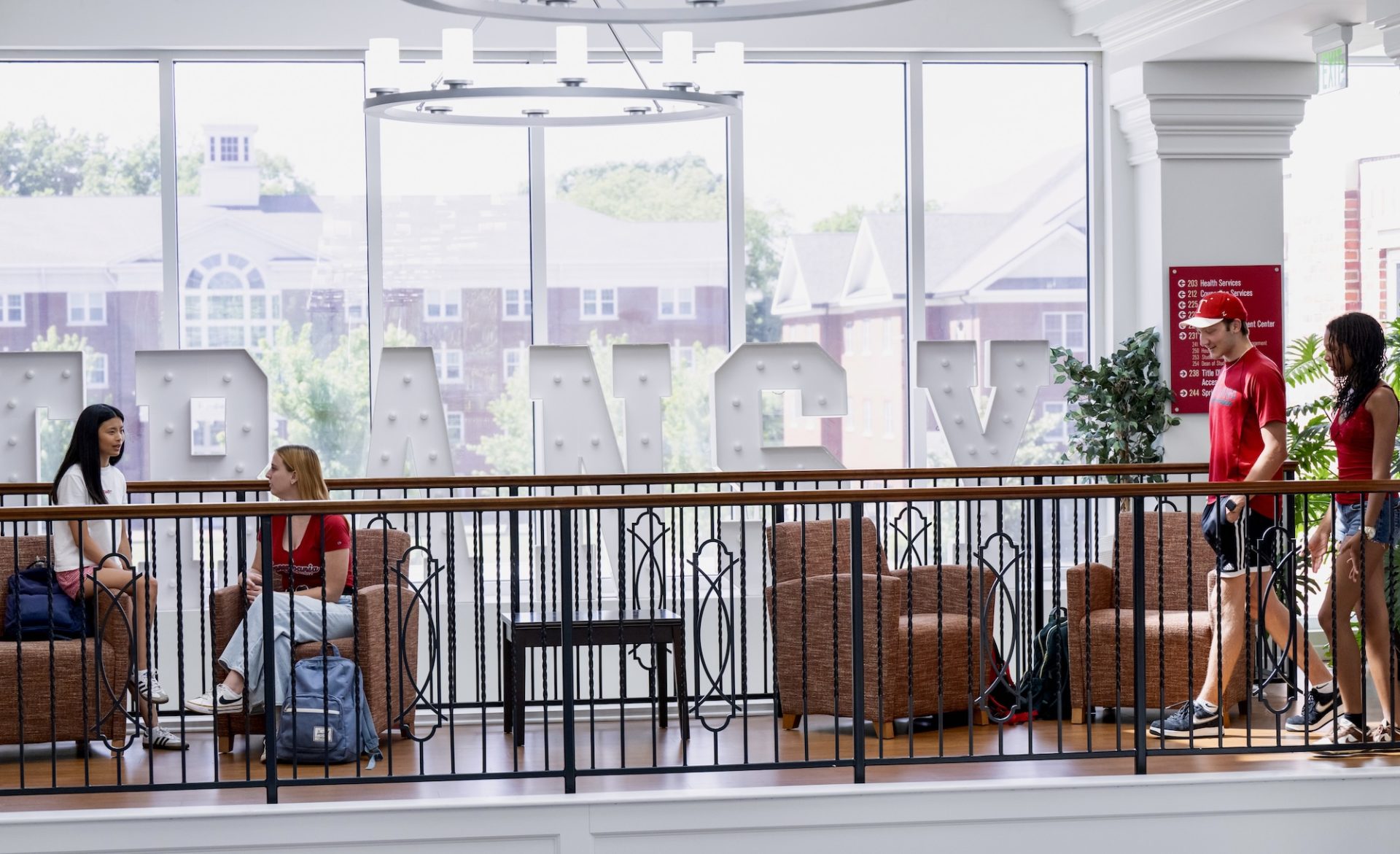 students in a Campus Center walkway