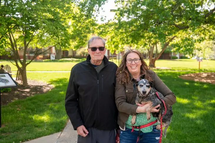 Jack and Ellen Furlong with Ellen's dog, Olive.