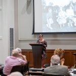 Natasa Mongiardo speaking to alumni