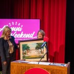 Framed art of Old Morrison presented to Jennifer A. Moore