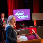 Jennifer A. Moore announcing scholarship endowment