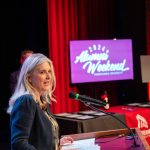 Jennifer A. Moore announcing scholarship endowment