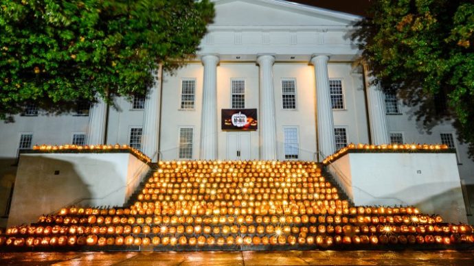 jack o lanterns line old morisson steps during pumpkinmania