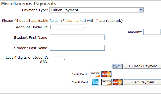 Screenshot showing payment method selection