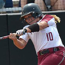 Transy Softball player batting at home plate