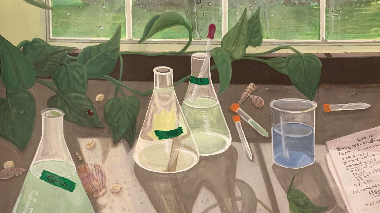 painting of chemistry lab equipment