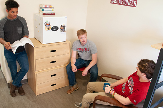 Students in a residence hall room