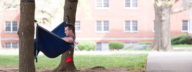 Student in hammock