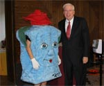 President Shearer with Rosie mascot