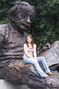 Jessica Williams with Einstein statue