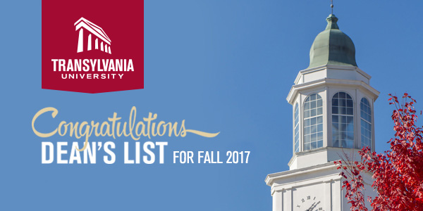 Congratulations - Dean's list for Fall 2017