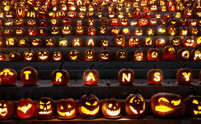 carved pumpkins on old morrison steps