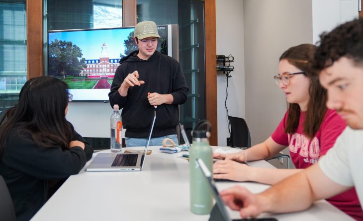 students working together at a table
