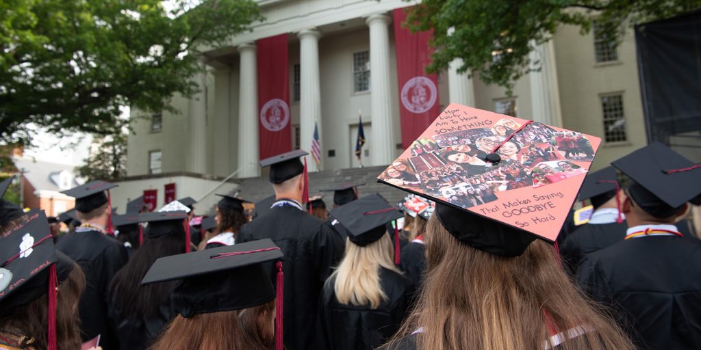 Graduating seniors in front of Old Morrison